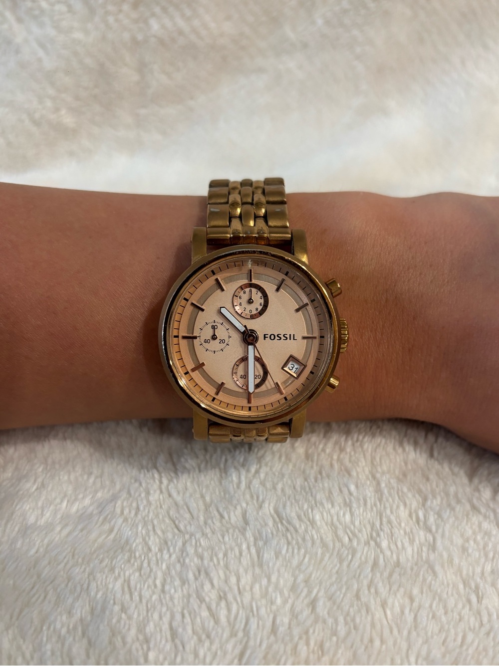 Fossil Rose Gold Chronograph Bracelet Watch